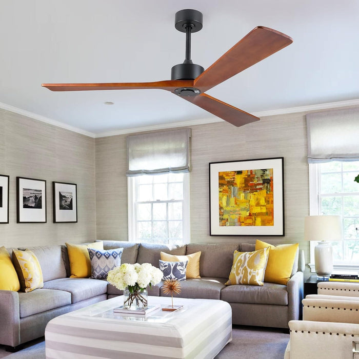 45 in. Wood Ceiling Fan with Remote Control, Farmhouse Low Profile Ceiling Fan for Bedroom Living Room-56-ErisView