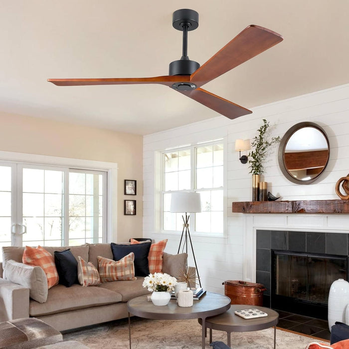 45 in. Wood Ceiling Fan with Remote Control, Farmhouse Low Profile Ceiling Fan for Bedroom Living Room-57-ErisView