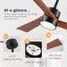 45 in. Wood Ceiling Fan with Remote Control, Farmhouse Low Profile Ceiling Fan for Bedroom Living Room-59-ErisView