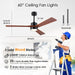 45 in. Wood Ceiling Fan with Remote Control, Farmhouse Low Profile Ceiling Fan for Bedroom Living Room-62-ErisView