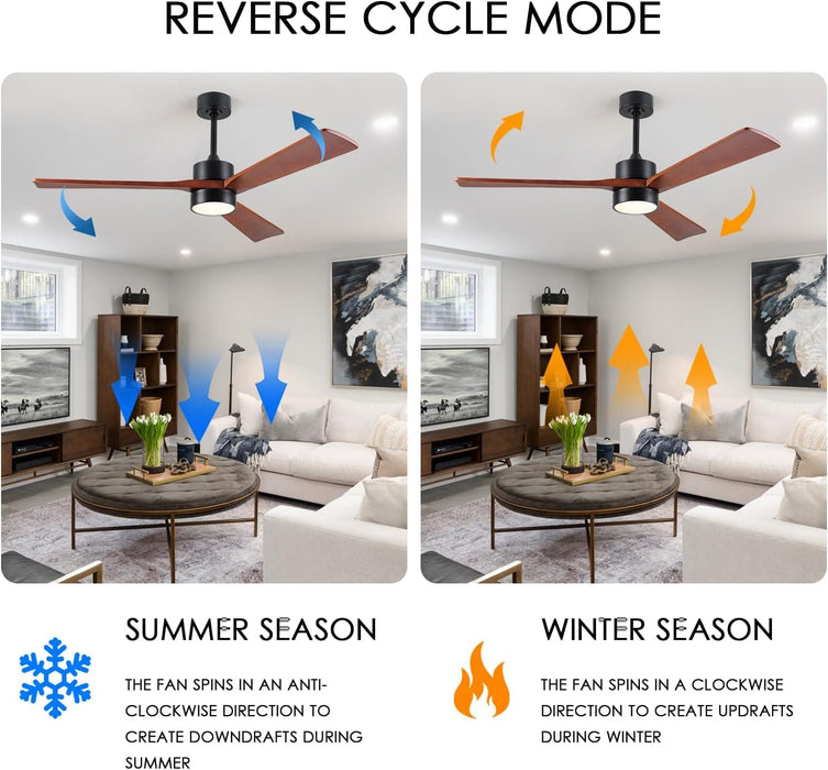 45 in. Wood Ceiling Fan with Remote Control, Farmhouse Low Profile Ceiling Fan for Bedroom Living Room-63-ErisView