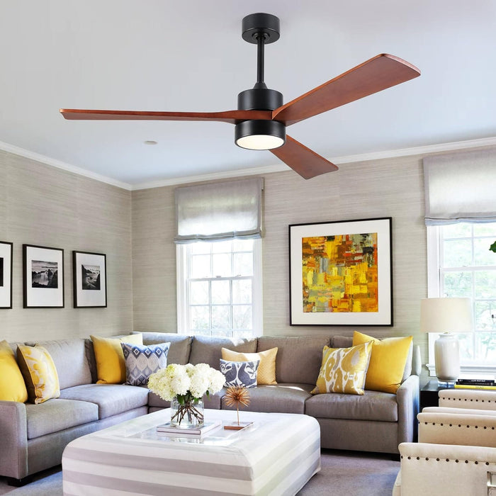 45 in. Wood Ceiling Fan with Remote Control, Farmhouse Low Profile Ceiling Fan for Bedroom Living Room-64-ErisView