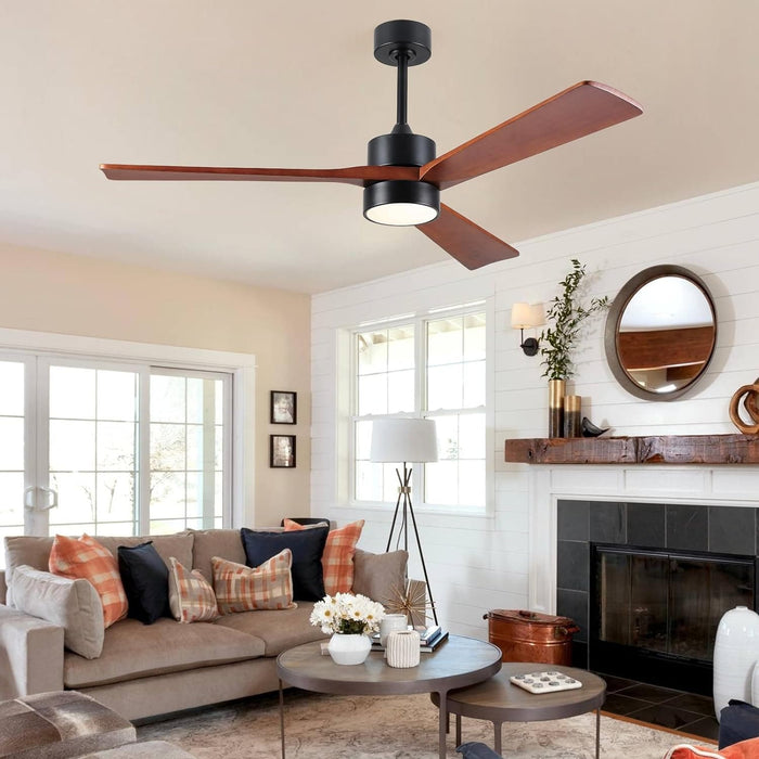 45 in. Wood Ceiling Fan with Remote Control, Farmhouse Low Profile Ceiling Fan for Bedroom Living Room-65-ErisView