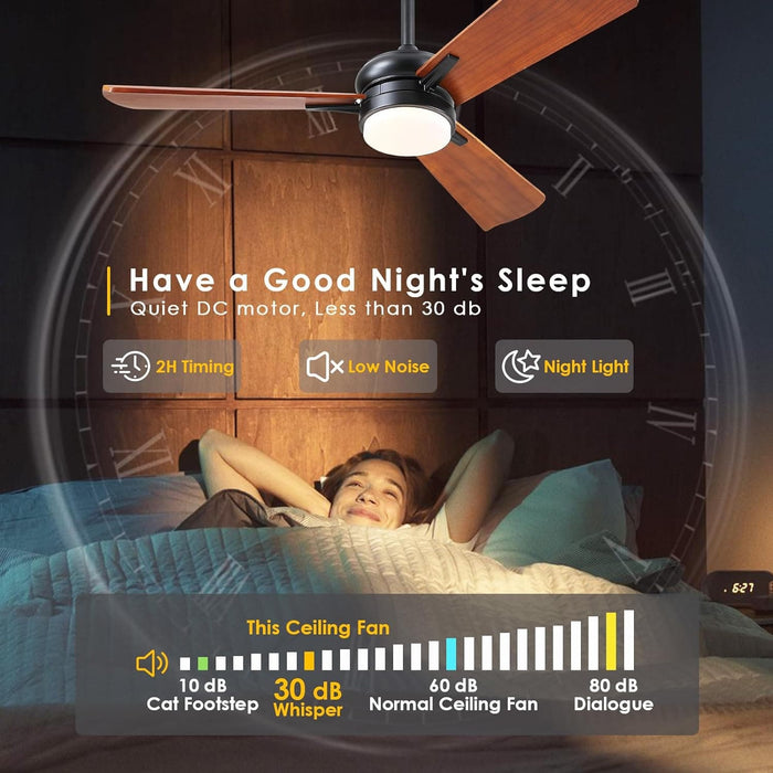 45 in. Wood Ceiling Fan with Remote Control, Farmhouse Low Profile Ceiling Fan for Bedroom Living Room-6-ErisView