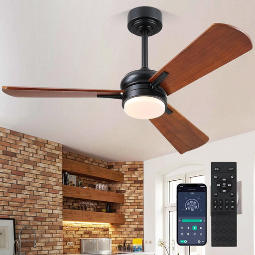 45 in. Wood Ceiling Fan with Remote Control, Farmhouse Low Profile Ceiling Fan for Bedroom Living Room-1-ErisView