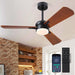 45 in. Wood Ceiling Fan with Remote Control, Farmhouse Low Profile Ceiling Fan for Bedroom Living Room-1-ErisView