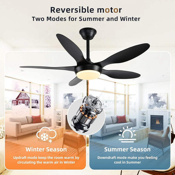 46 in. Black Modern Ceiling Fan, Indoor Ceiling Fan with Light Remote APP Control for Living Room, Low Profile Outdoor Ceiling Fan for Patio -3-ErisView