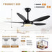 46 in. Black Modern Ceiling Fan, Indoor Ceiling Fan with Light Remote APP Control for Living Room, Low Profile Outdoor Ceiling Fan for Patio -4-ErisView