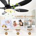 46 in. Black Modern Ceiling Fan, Indoor Ceiling Fan with Light Remote APP Control for Living Room, Low Profile Outdoor Ceiling Fan for Patio -5-ErisView