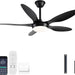 46 in. Black Modern Ceiling Fan, Indoor Ceiling Fan with Light Remote APP Control for Living Room, Low Profile Outdoor Ceiling Fan for Patio -1-ErisView