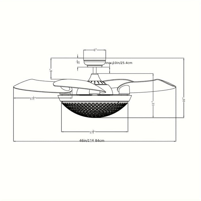 46 in. Modern 4-Blade Crystal Ceiling Fan with LED Light Remote for Living Room BedRoom Dining Room-ErisView