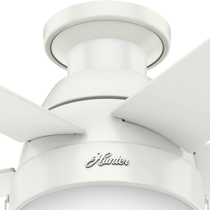 46 in. White Indoor Low Profile Ceiling Fan with LED Light and Pull Chain Control, Hugger Ceiling Fans-10-ErisView