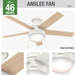 46 in. White Indoor Low Profile Ceiling Fan with LED Light and Pull Chain Control, Hugger Ceiling Fans-2-ErisView