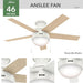 46 in. White Indoor Low Profile Ceiling Fan with LED Light and Pull Chain Control, Hugger Ceiling Fans-3-ErisView