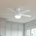 46 in. White Indoor Low Profile Ceiling Fan with LED Light and Pull Chain Control, Hugger Ceiling Fans-5-ErisView