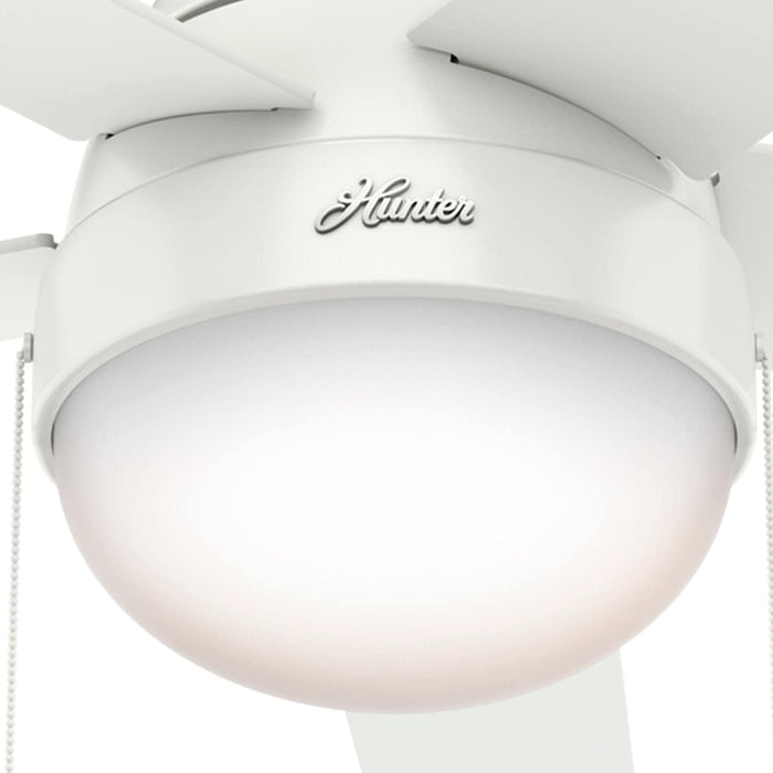 46 in. White Indoor Low Profile Ceiling Fan with LED Light and Pull Chain Control, Hugger Ceiling Fans-8-ErisView