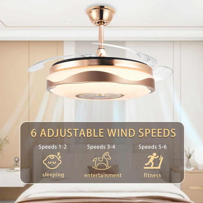 47 in. Gold Ceiling Fan with Lights and Remote, Modern Dimmable LED Ceiling Fan, Smart Slient Ceiling Fan for Bedroom Living Room-ErisView