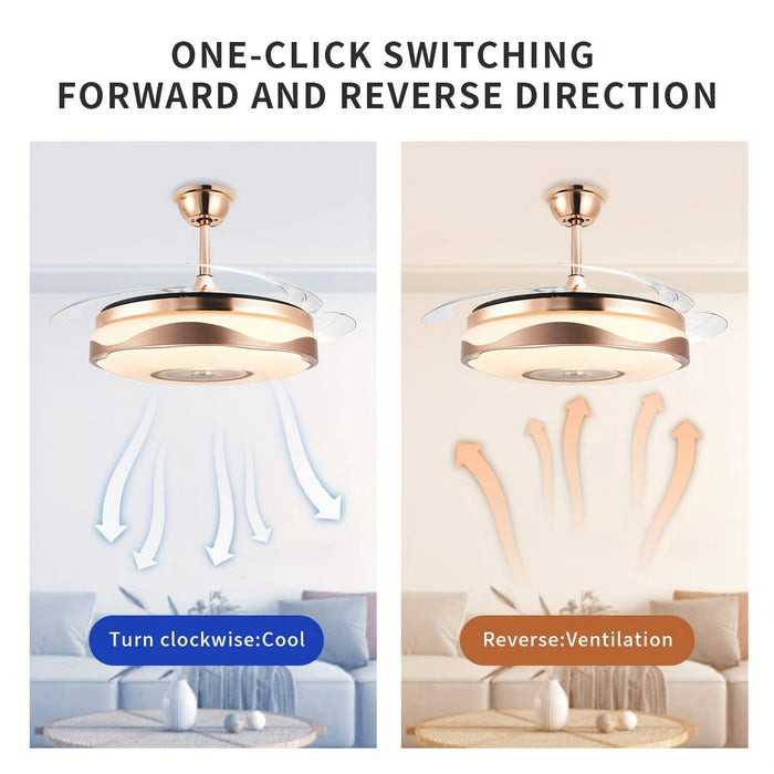 47 in. Gold Ceiling Fan with Lights and Remote, Modern Dimmable LED Ceiling Fan, Smart Slient Ceiling Fan for Bedroom Living Room-ErisView