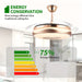 47 in. Gold Ceiling Fan with Lights and Remote, Modern Dimmable LED Ceiling Fan, Smart Slient Ceiling Fan for Bedroom Living Room-ErisView