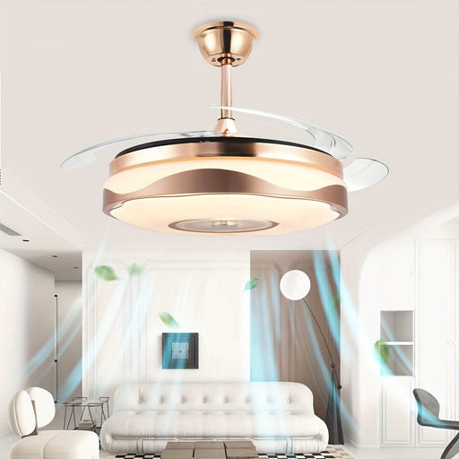 47 in. Gold Ceiling Fan with Lights and Remote, Modern Dimmable LED Ceiling Fan, Smart Slient Ceiling Fan for Bedroom Living Room-ErisView