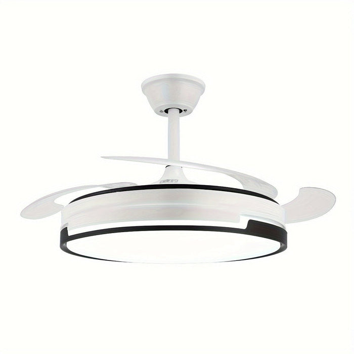 47 in. White Slient LED Ceiling Fan with Light and Remote Control, Modern Indoor Semi-Flush Mount Ceiling Fan with Reversible Blades-ErisView