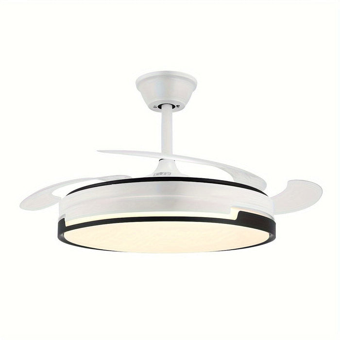 47 in. White Slient LED Ceiling Fan with Light and Remote Control, Modern Indoor Semi-Flush Mount Ceiling Fan with Reversible Blades-ErisView