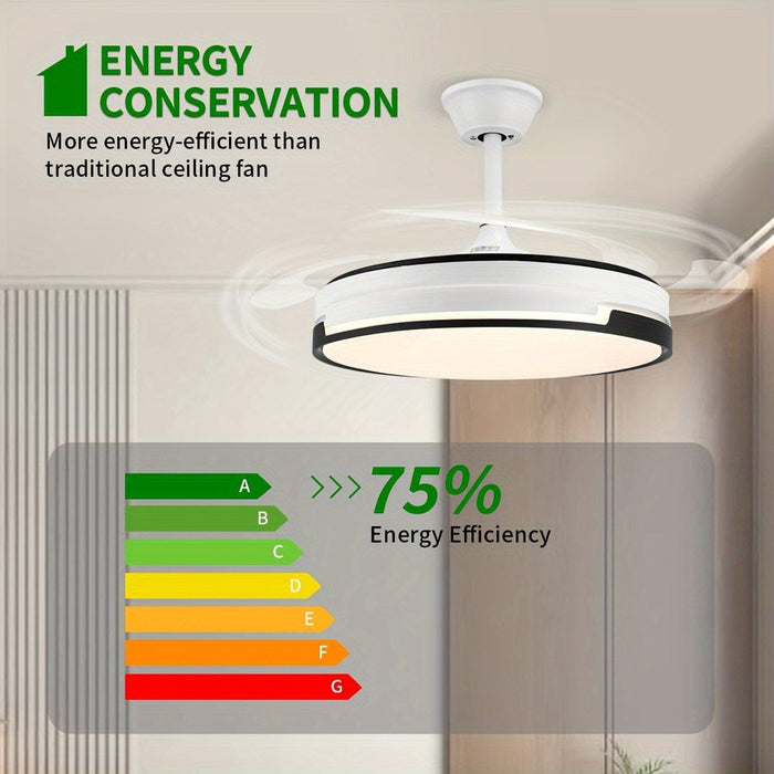 47 in. White Slient LED Ceiling Fan with Light and Remote Control, Modern Indoor Semi-Flush Mount Ceiling Fan with Reversible Blades-ErisView