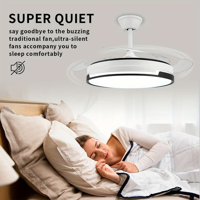 47 in. White Slient LED Ceiling Fan with Light and Remote Control, Modern Indoor Semi-Flush Mount Ceiling Fan with Reversible Blades-ErisView