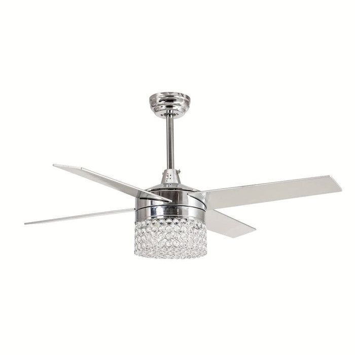 48 in. 4-Blade Crystal Ceiling Fan with LED Light Remote Control, Modern Chrome Ceiling Fan for Living Room-ErisView