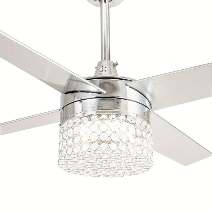 48 in. 4-Blade Modern Crystal Ceiling Fan with Light Remote, Chrome Ceiling Fan for Living Room-ErisView