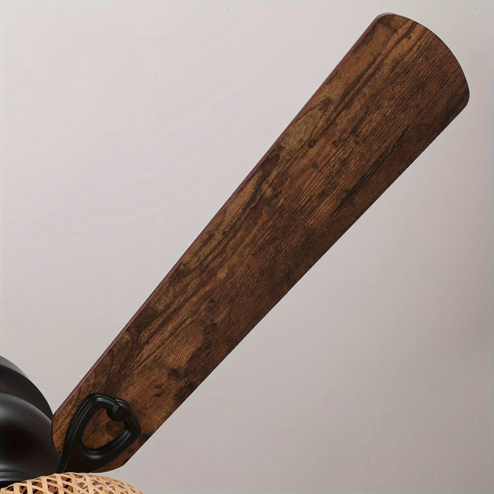 48 in. Bamboo Shade Flush Mount Ceiling Fan with Light Kit, Farmhouse 5-Blade Ceiling Fan ErisView