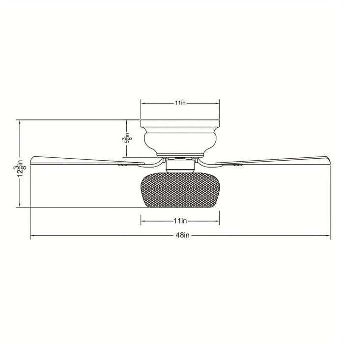 48 in. Bamboo Shade Flush Mount Ceiling Fan with Light Kit, Farmhouse 5-Blade Ceiling Fan ErisView