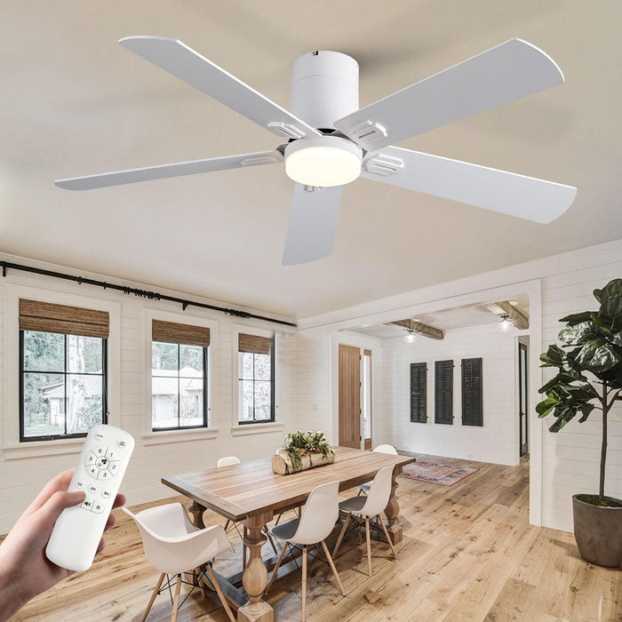48 in. Black Flush Mount Low Profile Bedroom Ceiling Fans with Lights, Outdoor Remote Control Fan for Patio Porch Garage, Reversible Fan in Winter Summer-10-ErisView
