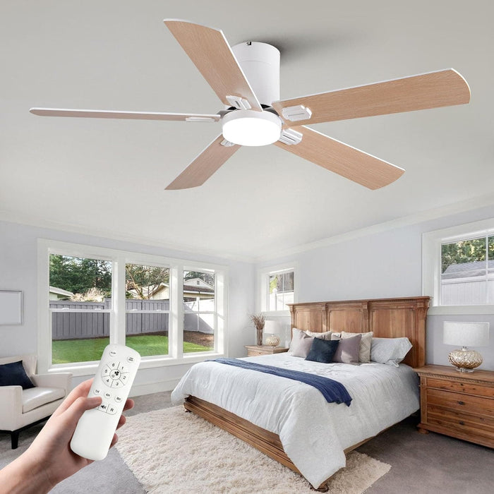 48 in. Black Flush Mount Low Profile Bedroom Ceiling Fans with Lights, Outdoor Remote Control Fan for Patio Porch Garage, Reversible Fan in Winter Summer-11-ErisView