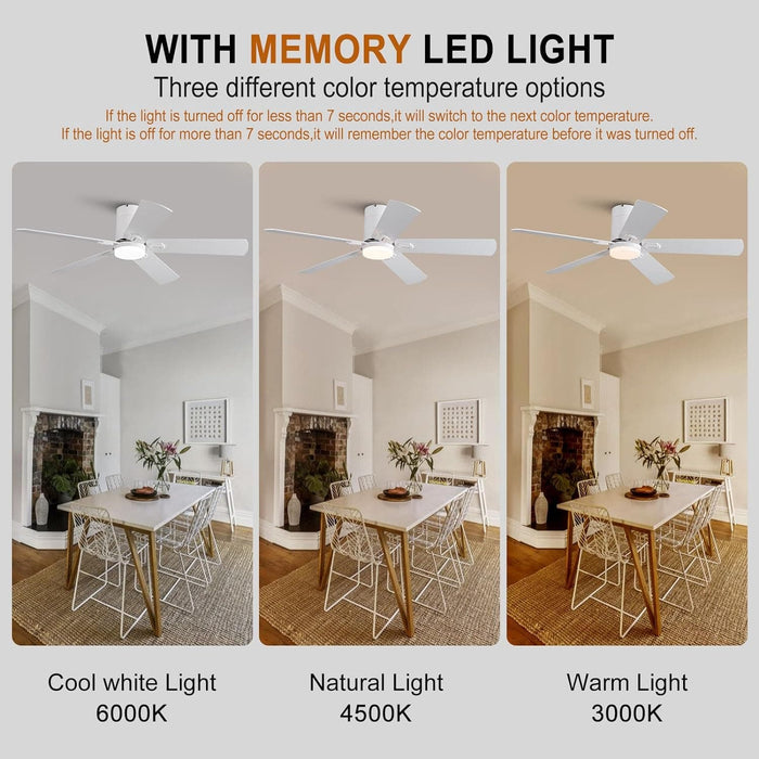 48 in. Black Flush Mount Low Profile Bedroom Ceiling Fans with Lights, Outdoor Remote Control Fan for Patio Porch Garage, Reversible Fan in Winter Summer-12-ErisView