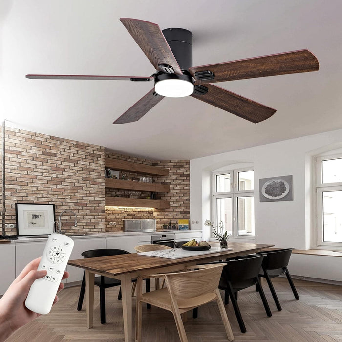 48 in. Black Flush Mount Low Profile Bedroom Ceiling Fans with Lights, Outdoor Remote Control Fan for Patio Porch Garage, Reversible Fan in Winter Summer-2-ErisView