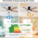 48 in. Black Flush Mount Low Profile Bedroom Ceiling Fans with Lights, Outdoor Remote Control Fan for Patio Porch Garage, Reversible Fan in Winter Summer-5-ErisView