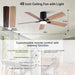 48 in. Black Flush Mount Low Profile Bedroom Ceiling Fans with Lights, Outdoor Remote Control Fan for Patio Porch Garage, Reversible Fan in Winter Summer-7-ErisView