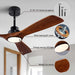 48 in. Black Wood Ceiling Fan with Light and Remote Control, Indoor Outdoor Dark Walnut Wood 3 Blades Ceiling Fan for Patio Living Room Bedroom Office-12-ErisView