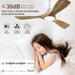 48 in. Black Wood Ceiling Fan with Light and Remote Control, Indoor Outdoor Dark Walnut Wood 3 Blades Ceiling Fan for Patio Living Room Bedroom Office-16-ErisView