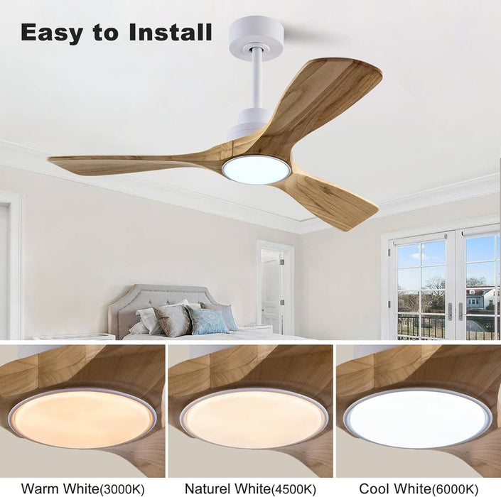 48 in. Black Wood Ceiling Fan with Light and Remote Control, Indoor Outdoor Dark Walnut Wood 3 Blades Ceiling Fan for Patio Living Room Bedroom Office-18-ErisView