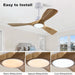 48 in. Black Wood Ceiling Fan with Light and Remote Control, Indoor Outdoor Dark Walnut Wood 3 Blades Ceiling Fan for Patio Living Room Bedroom Office-18-ErisView