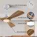 48 in. Black Wood Ceiling Fan with Light and Remote Control, Indoor Outdoor Dark Walnut Wood 3 Blades Ceiling Fan for Patio Living Room Bedroom Office-19-ErisView