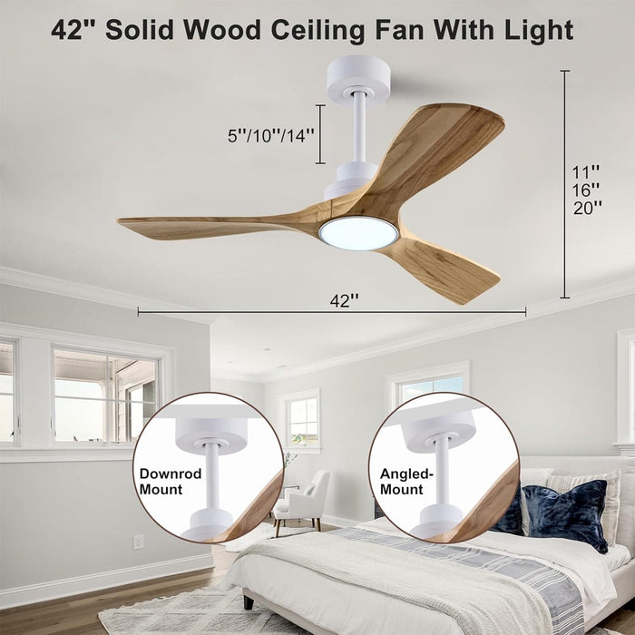 48 in. Black Wood Ceiling Fan with Light and Remote Control, Indoor Outdoor Dark Walnut Wood 3 Blades Ceiling Fan for Patio Living Room Bedroom Office-20-ErisView