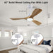 48 in. Black Wood Ceiling Fan with Light and Remote Control, Indoor Outdoor Dark Walnut Wood 3 Blades Ceiling Fan for Patio Living Room Bedroom Office-20-ErisView
