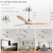 48 in. Black Wood Ceiling Fan with Light and Remote Control, Indoor Outdoor Dark Walnut Wood 3 Blades Ceiling Fan for Patio Living Room Bedroom Office-23-ErisView