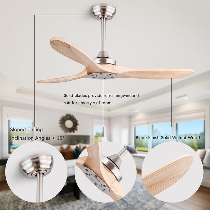 48 in. Black Wood Ceiling Fan with Light and Remote Control, Indoor Outdoor Dark Walnut Wood 3 Blades Ceiling Fan for Patio Living Room Bedroom Office-24-ErisView