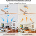 48 in. Black Wood Ceiling Fan with Light and Remote Control, Indoor Outdoor Dark Walnut Wood 3 Blades Ceiling Fan for Patio Living Room Bedroom Office-25-ErisView
