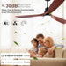 48 in. Black Wood Ceiling Fan with Light and Remote Control, Indoor Outdoor Dark Walnut Wood 3 Blades Ceiling Fan for Patio Living Room Bedroom Office-2-ErisView