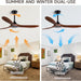 48 in. Black Wood Ceiling Fan with Light and Remote Control, Indoor Outdoor Dark Walnut Wood 3 Blades Ceiling Fan for Patio Living Room Bedroom Office-32-ErisView